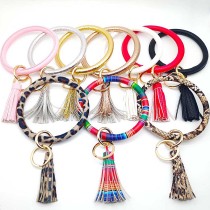 Red color leather Big ring bangle Key Ring Key Chain tassel bracel