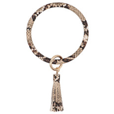 Serpentine color leather Big ring bangle Key Ring Key Chain tassel bracelet