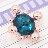 20MM  snap rose-gold plated with cyan rhinestone charms KC8092 snaps jewelry