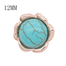 12MM design Rose Gold metal snap with Blue tophus KS7119-S charms snaps jewelry