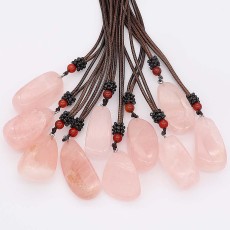 Natural Stone Necklace 10pcs/lot with 65cm Leather Chain