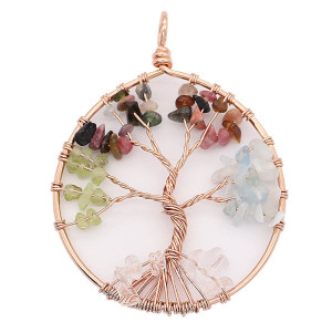 Natural stone-agate Tree of life Golden Pendant of necklace fashion style jewelry