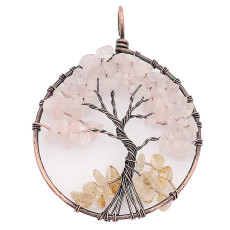 Natural stone-agate Tree of life copper Pendant of necklace fashion style jewelry