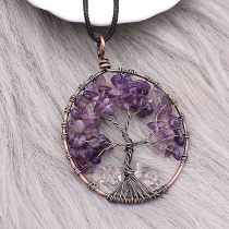 Natural stone-agate Tree of life copper Pendant of necklace fashion style jewelry