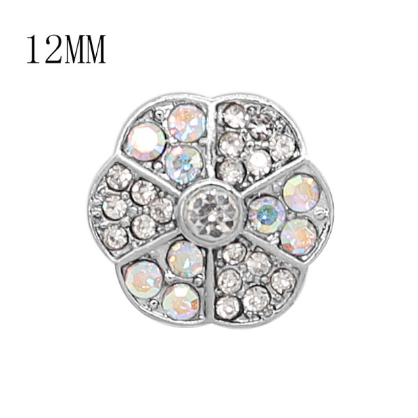 12MM design Round metal silver plated snap with colorful rhinestone KS7138-S charms snaps jewelry