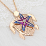 20MM Starfish snap gold Plated with  charms KC9238  Purple
