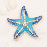 20MM Starfish snap gold Plated with Light Blue  charms KC9240 snaps jewerly