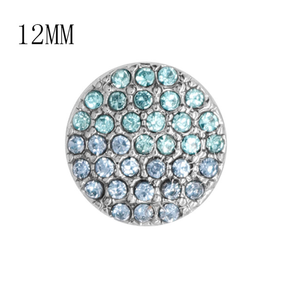 12MM design Round metal silver plated snap with blue rhinestone KS7134-S charms snaps jewelry