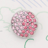12MM design Round metal silver plated snap with pink rhinestone KS7133-S charms snaps jewelry