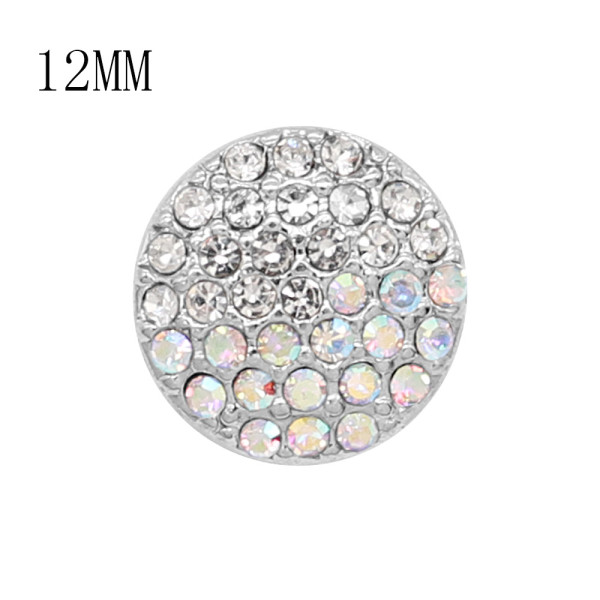 12MM design Round metal silver plated snap with colorful rhinestone KS7132-S charms snaps jewelry