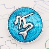 20MM Mermaid snap silver Plated with blue enamel charms KC9232 snaps jewerly