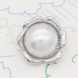 12MM design metal silver snap with White pearl KS7122-S charms snaps jewelry