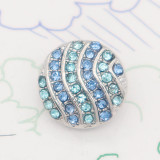 12MM design Round metal silver plated snap with blue rhinestone KS7129-S charms snaps jewelry