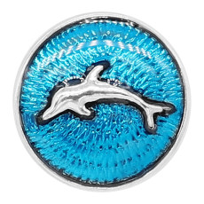 20MM Dolphin snap silver Plated with blue enamel charms KC9233 snaps jewerly