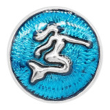 20MM Mermaid snap silver Plated with blue enamel charms KC9232 snaps jewerly
