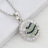 12MM design Round metal silver plated snap with green rhinestone KS7131-S charms snaps jewelry