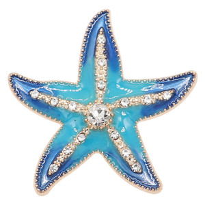 20MM Starfish snap gold Plated with Light Blue  charms KC9240 snaps jewerly