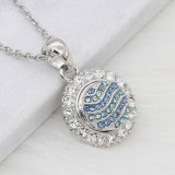 12MM design Round metal silver plated snap with blue rhinestone KS7129-S charms snaps jewelry