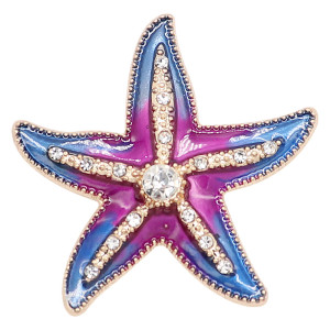 20MM Starfish snap gold Plated with  charms KC9238  Purple