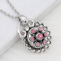 12MM design metal silver snap with rose rhinestone KS7124-S charms snaps jewelry