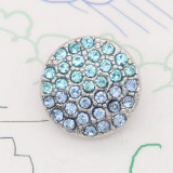 12MM design Round metal silver plated snap with blue rhinestone KS7134-S charms snaps jewelry