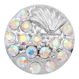 20MM design Round metal silver plated snap with White rhinestone KC8099 charms snaps jewelry
