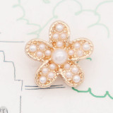 12MM flower Gold metal snap with white pearls KS7103-S charms snaps jewelry
