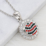 12MM Christmas design Round metal silver plated snap with green and red rhinestone KS7130-S charms snaps jewelry