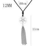 Necklace 60cm leather chain KS1295-S fit 12MM chunks snaps jewelry