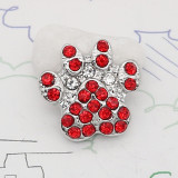 12MM design print metal silver plated snap with Red rhinestone KS7141-S charms snaps jewelry