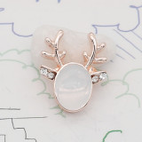 12MM Christmas design Rose Gold metal plated snap with White natural stone KS7139-S charms snaps jewelry