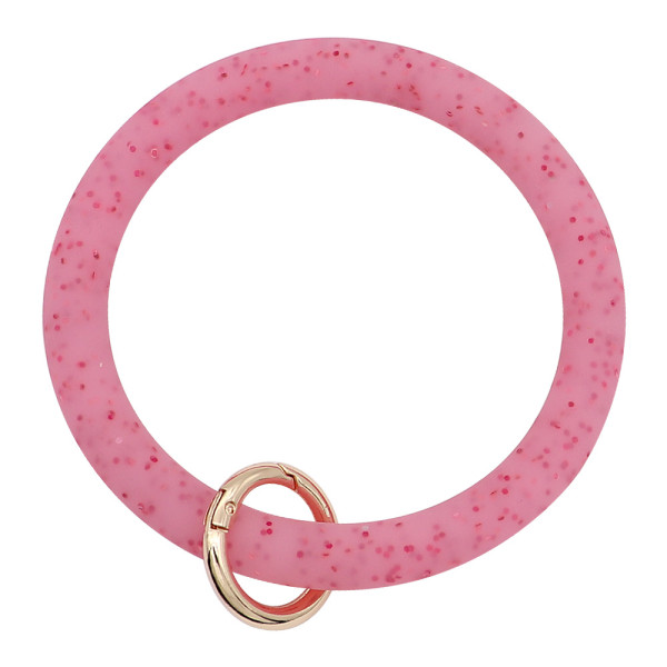 rose shiny Silica gel Big ring bangle Key Ring Key Chain bracelet
