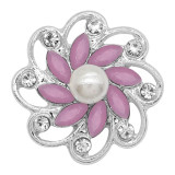 20MM flowers snap silver Plated with purple rhinestone And pearls KC9259 charms snaps jewelry