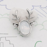 12MM Christmas design metal silver plated snap with White natural stone KS7140-S charms snaps jewelry