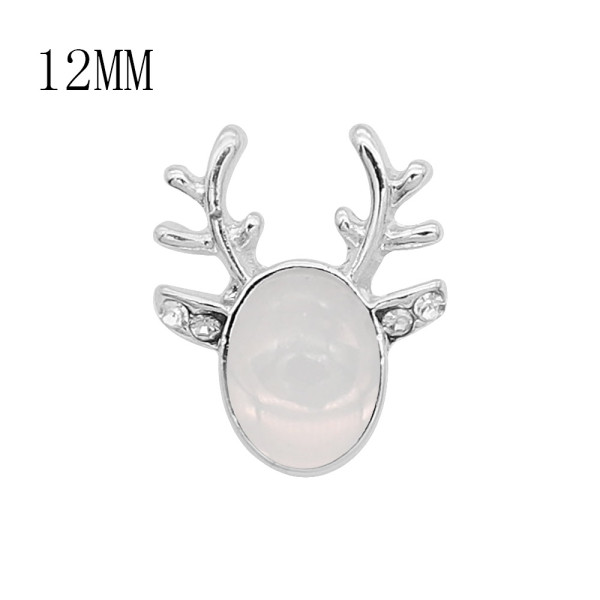 12MM Christmas design metal silver plated snap with White natural stone KS7140-S charms snaps jewelry