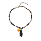 Fashionable 46 cm Hand Beaded Jewelry fringed Tassels Necklace