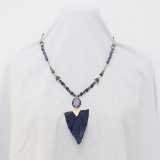 Fashionable 80cm long Tassel Necklace hand beaded fringed Jewelry blue