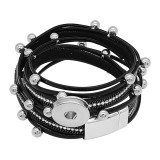1 buttons Black leather KC0521 with Small Pendants new type bracelets fit 20mm snaps chunks