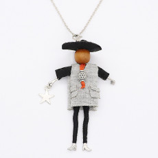 Fashion doll alloy necklace 68cm with rhinestones