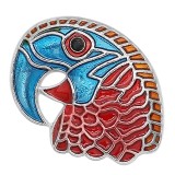 20MM design Parrot metal silver plated snap with  red Enamel KC9296 charms snaps jewelry