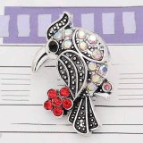 20MM design Bird metal silver plated snap with  rhinestone KC9295 charms snaps jewelry
