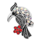 20MM design Bird metal silver plated snap with  rhinestone KC9295 charms snaps jewelry