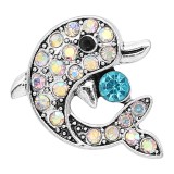 20MM design Dolphin metal silver plated snap with rhinestone KC9294 charms snaps jewelry