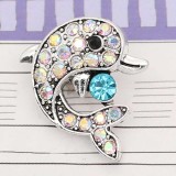 20MM design Dolphin metal silver plated snap with rhinestone KC9294 charms snaps jewelry