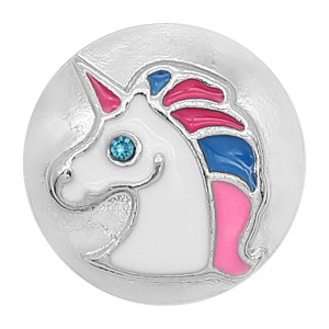 20MM design Unicorn metal silver plated snap with  Enamel KC9298 charms snaps jewelry