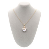 Natural pearl pendant comes with cute golden accessories006