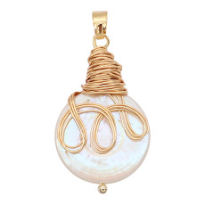 Natural pearl pendant comes with cute golden accessories003