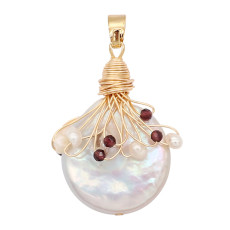 Natural pearl pendant comes with cute golden accessories006