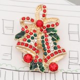 Christmas 20MM Bell snap gold Plated With  rhinestones enamel KC8105 charms snaps jewelry