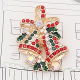 Christmas 20MM Bell snap gold Plated With  rhinestones enamel KC8106 charms snaps jewelry